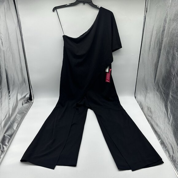 Adrianna Papell Plus Size 16W Black Flutter One Shoulder Wide Leg Jumpsuit NWT - Picture 5 of 16
